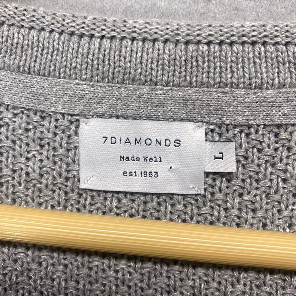 7 Diamonds Sweater Mens Large Grey Knit Textured 100% Cotton - Picture 3 of 11